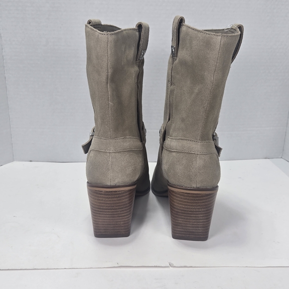 Lucky Brand SOGN buckled Block Heeled Suede Leather Western Boots Size 9 1/2 9.5 - Picture 4 of 16